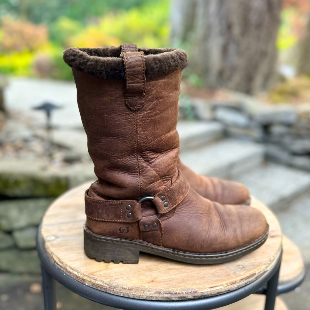 BORN Women’s Fleece lined Leather Harness boots. Weathered brown. Size 8. - Picture 2 of 9